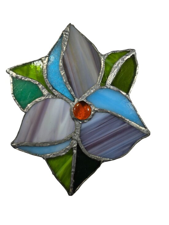 Other - Stained Glass Flower Suncatcher Multicolor Petals Orange centerpiece cottagecore